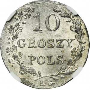 November Uprising, 10 groschen Warsaw 1831 KG - NGC MS64+ - bent eagle legs