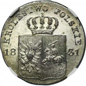 November Uprising, 10 groschen Warsaw 1831 KG - NGC MS64+ - bent eagle legs
