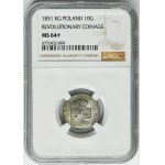 November Uprising, 10 groschen Warsaw 1831 KG - NGC MS64+ - bent eagle legs