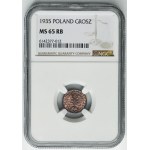 1 haléř 1935 - NGC MS65 RB