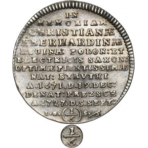 Augustus II the Strong, 1/6 Posthumous thaler Dresden 1727 IGS - RARE