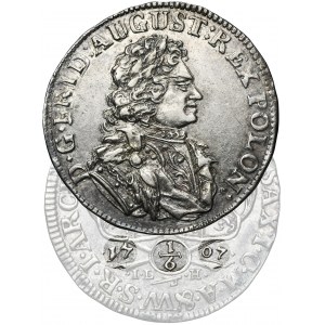 August II the Strong, 1/6 Thaler (1/4 coselgulden) Dresden 1707 - RARE