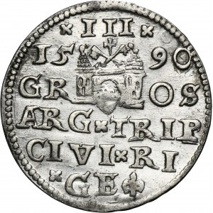 Sigismund III Vasa, 3 Groschen Riga 1590