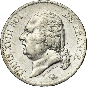 France, Louis XVIII, 5 Francs Toulouse 1824 M