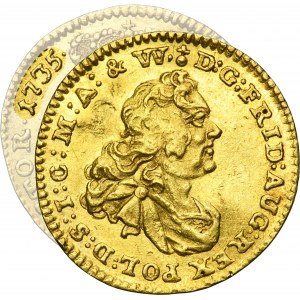 Augustus III of Poland, 1/2 Ducat Dresden 1735 FWôF - VERY RARE