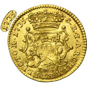 Augustus III of Poland, 1/2 Ducat Dresden 1735 FWôF - VERY RARE