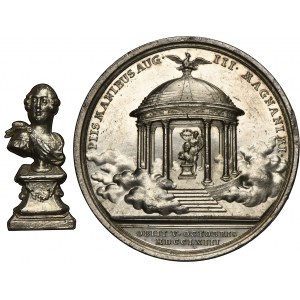 Fridrich Kristián, medaila na pamiatku smrti Augusta III. Saského 1763 - ROTH, STRIEBRO, ex. Potocki