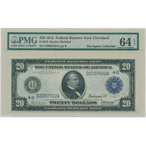 USA, Sceau Bleu, Cleveland, 20$ 1914 - Burke &amp; McAdoo - PMG 64 EPQ - Jupiter Collection