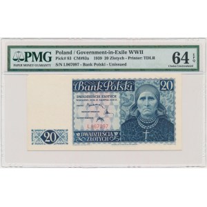 20 złotych 1939 - L - PMG 64 EPQ