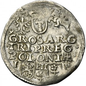 Sigismond III Vasa, Trojak Poznań 1596 - RARE, date en haut du revers