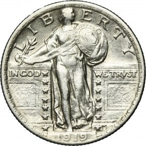 USA, 1/4 Dollar Philadelphie 1919 - Liberté debout