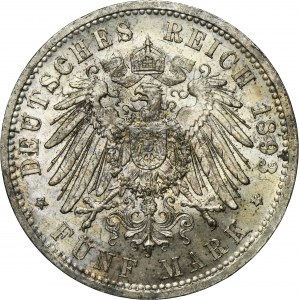 Germany, Kingdom of Prussia, Wilhelm II, 5 Mark Berlin 1893 A