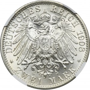 Germany, Saxony-Weimar-Eisenach, Wilhelm Ernst, 2 Marki Berlin 1908 - University of Jena - NGC MS65+