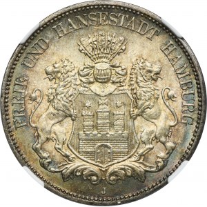 Germany, City of Hamburg, 5 Mark 1913 J - NGC MS66