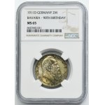 Germany, Bavaria, Regent Luitpold, 2 Mark Munich 1911 D - NGC MS65