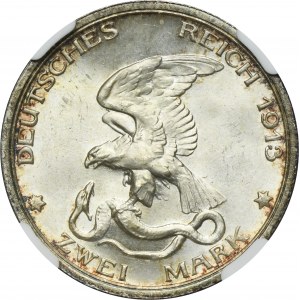 Germany, Kingdom of Prussia, Wilhelm II, 2 Mark Berlin 1913 A - NGC MS65