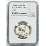 Nemecko, Pruské kráľovstvo, Wilhelm II, 2 marky Berlín 1913 A - NGC MS65