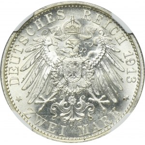Germany, Kingdom of Prussia, Wilhelm II, 2 Mark Berlin 1913 A - NGC MS66