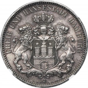 Germany, City of Hamburg, 3 Mark 1910 J - NGC MS63