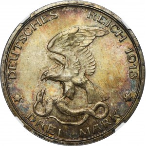 Germany, Kingdom of Prussia, Wilhelm II, 3 Mark Berlin 1913 A - NGC MS65