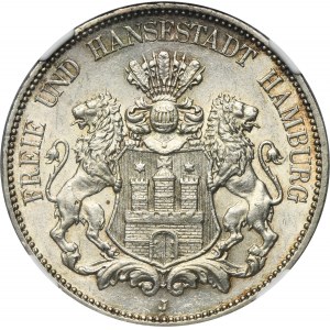 Germany, City of Hamburg, 5 Mark 1913 J - NGC MS61
