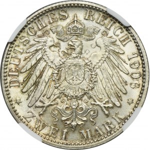 Germany, Baden, Friedrich I, 2 Mark Karlsruhe 1906 - NGC MS63+