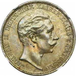 Germany, Kingdom of Prussia, Wilhelm II, 3 Mark Berlin 1909 A - NGC MS63