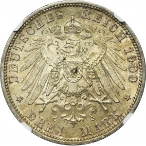 Germany, Kingdom of Prussia, Wilhelm II, 3 Mark Berlin 1909 A - NGC MS63