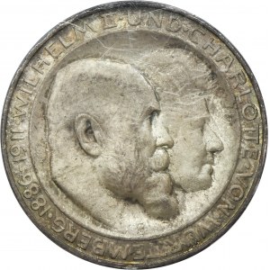 Germany, Kingdom of Württemberg, William II, 3 Mark Stuttgart 1911 F - PCGS MS65