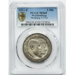 Germany, Kingdom of Württemberg, William II, 3 Mark Stuttgart 1911 F - PCGS MS65