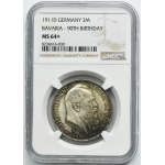 Germany, Bavaria, Regent Luitpold, 3 Mark Munich 1911 D - NGC MS64+