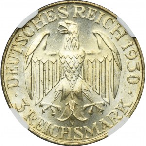 Germany, Weimar Republic, 3 Mark Hamburg 1930 J - Graf Zeppelin - NGC MS64
