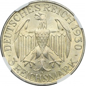 Germany, Weimar Republic, 3 Mark Berlin 1930 A - Graf Zeppelin - NGC MS63