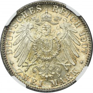 Germany, Baden, Friedrich I, 2 Posthumous mark Karlsruhe 1907 - NGC MS65