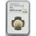 Germany, Baden, Friedrich I, 2 Posthumous mark Karlsruhe 1907 - NGC MS65