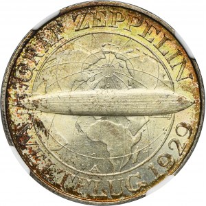 Germany, Weimar Republic, 3 Mark Berlin 1930 A - Graf Zeppelin - NGC MS64