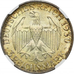 Germany, Weimar Republic, 3 Mark Berlin 1930 A - Graf Zeppelin - NGC MS64