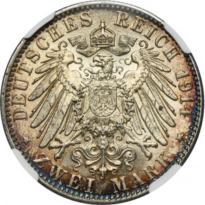 Germany, City of Hamburg, 2 Mark 1914 J - NGC MS65