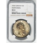 Germany, Kingdom of Württemberg, Karl von Württemberg, 5 Mark Stuttgart 1876 F - NGC MS61