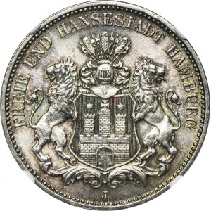 Germany, City of Hamburg, 3 Mark 1911 J - NGC MS63