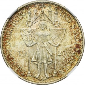 Germany, Weimar Republic, 3 Mark Muldenhütten 1929 E - NGC MS64