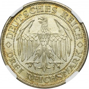 Germany, Weimar Republic, 3 Mark Muldenhütten 1929 E - NGC MS64