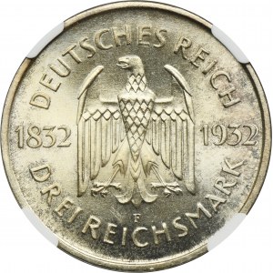 Germany, Weimar Republic, 3 Marks Stuttgart 1932 F - NGC MS66
