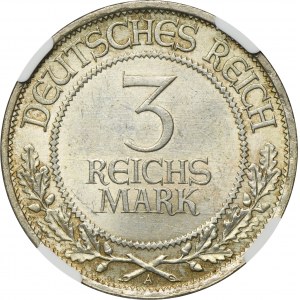 Germany, Weimar Republic, 3 Mark Berlin 1926 A - NGC MS64