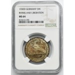 Allemagne, République de Weimar, 3 Marks Munich 1930 D - Libération de la Rhénanie - NGC MS64