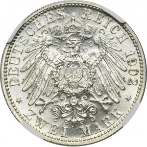 Germany, Baden, Friedrich I, 2 Mark Karlsruhe 1902 G - NGC MS62