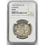 Germany, City of Hamburg, 3 Mark 1909 J - NGC MS64