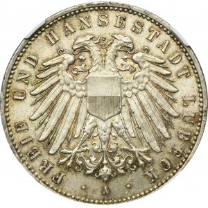 Germany, City of Lübeck, 5 Mark Berlin 1904 - RARE - NGC MS64