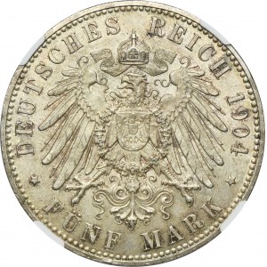 Germany, City of Lübeck, 5 Mark Berlin 1904 - RARE - NGC MS64