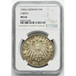 Germany, City of Lübeck, 5 Mark Berlin 1904 - RARE - NGC MS64